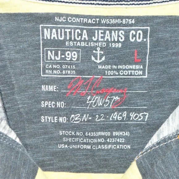 VTG Nautica Jeans Co NJC99 Spell Out Gray Yellow - Picture 3 of 4